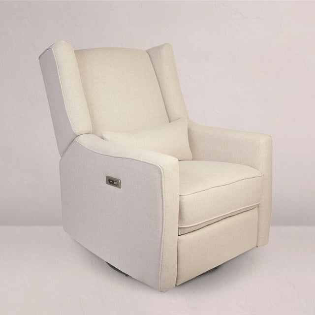 Contour Pedic Upholstered Glider, Power Recliner with USB Charging Port, 270° Swivel, Easy Assembly + Matching Lumbar Pillow