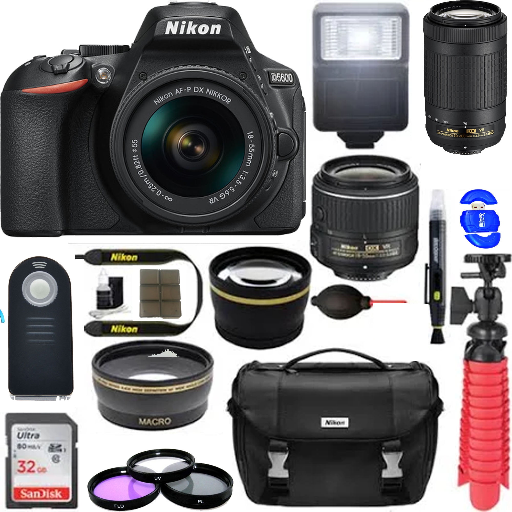 Nikon D5600 24.2 MP DSLR Camera + AFP DX 1855mm & 70300mm Ed VR