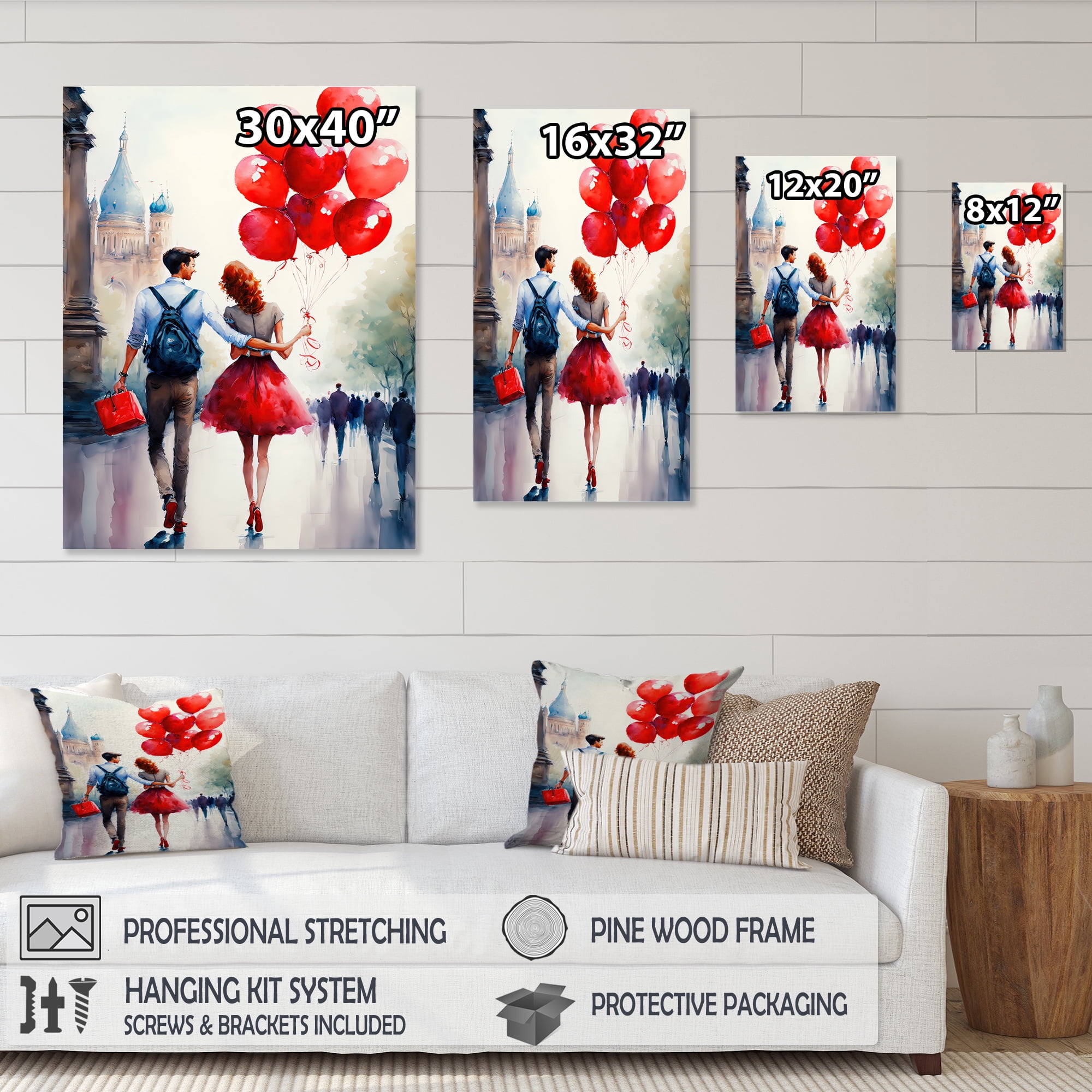 Designart Couples In Love In Paris I Canvas Wall Art