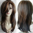 thumbnail image 3 of DOPI Brazilian Virgin Hair Band Black Women's Wig High Quality Synthetic Silk 65CM Sexy Gradient Brown Party Long Wig, 3 of 5