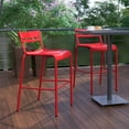 thumbnail image 4 of BizChair Commercial Grade Red Metal Indoor-Outdoor Bar Height Stool with 2 Slats, 4 of 12