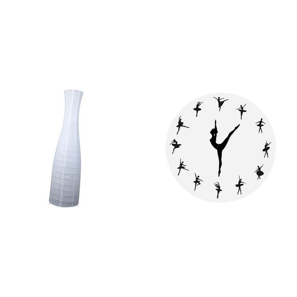 Protector de pantalla de lámpara minimalista de papel para dormitorio de hotel o sala de estar con reloj de pared silencioso con bailarina de ballet.