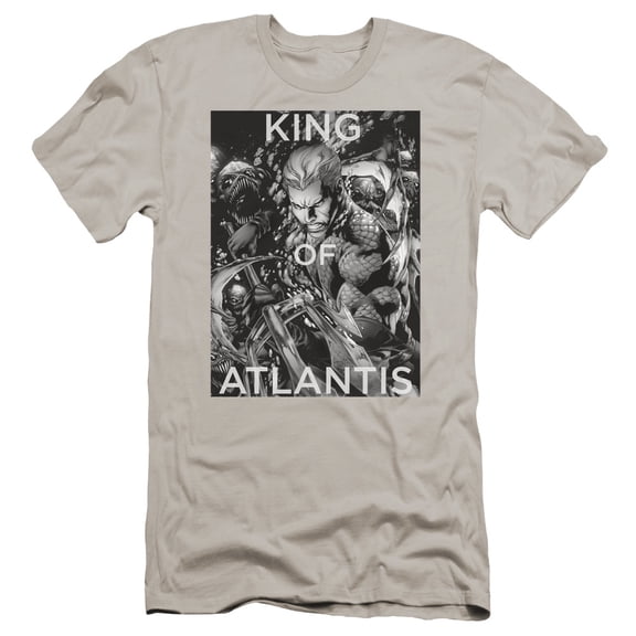 JLA Justice League King Of Atlantis Premium Canvas Adult Slim Fit 30/1 T-Shirt Silver