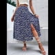 thumbnail image 4 of Faldas Largas Estampadas para Mujer, Cintura Alta, Abertura en Forma de A, Falda Larga Hasta el Suelo. Azul Marino L, 4 of 7