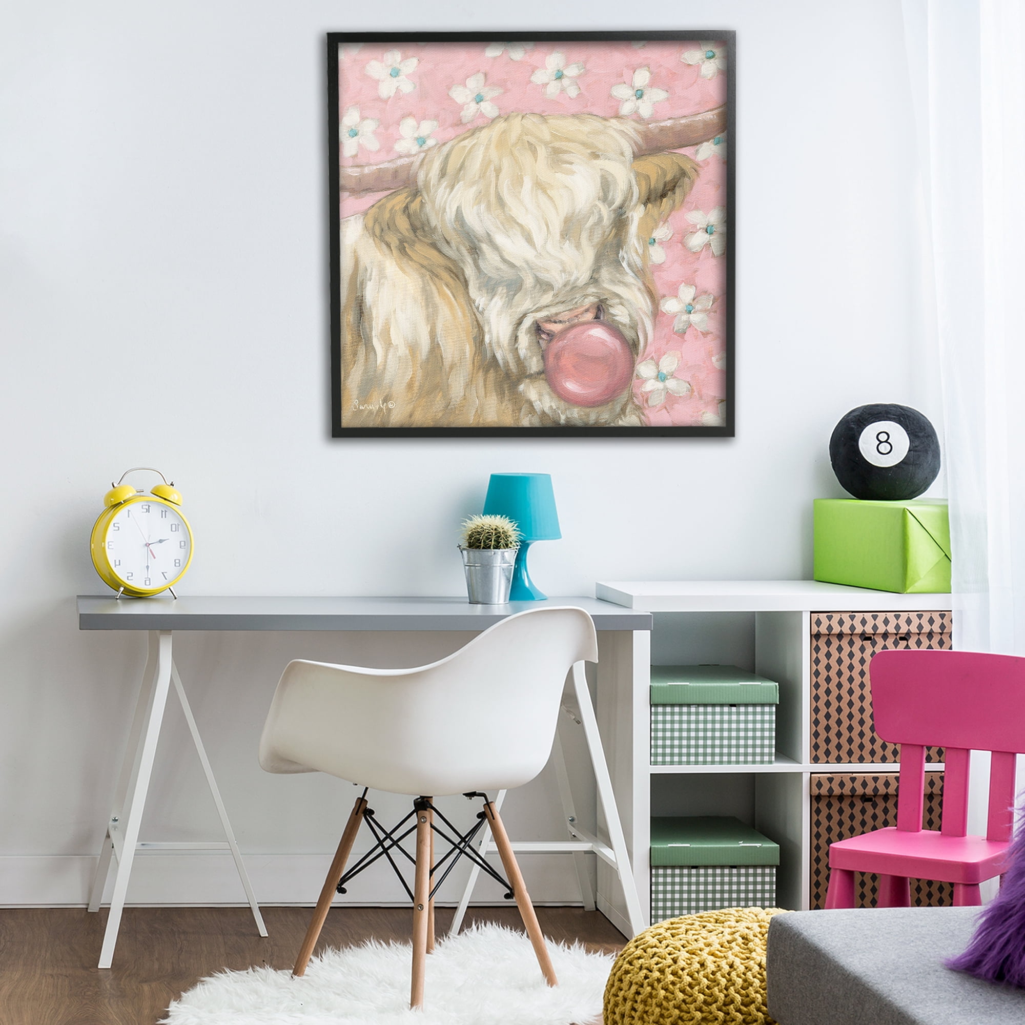 Stupell Industries Bubblegum Cutie Cattle Black Framed Giclee Art, design by Sara G. Designs