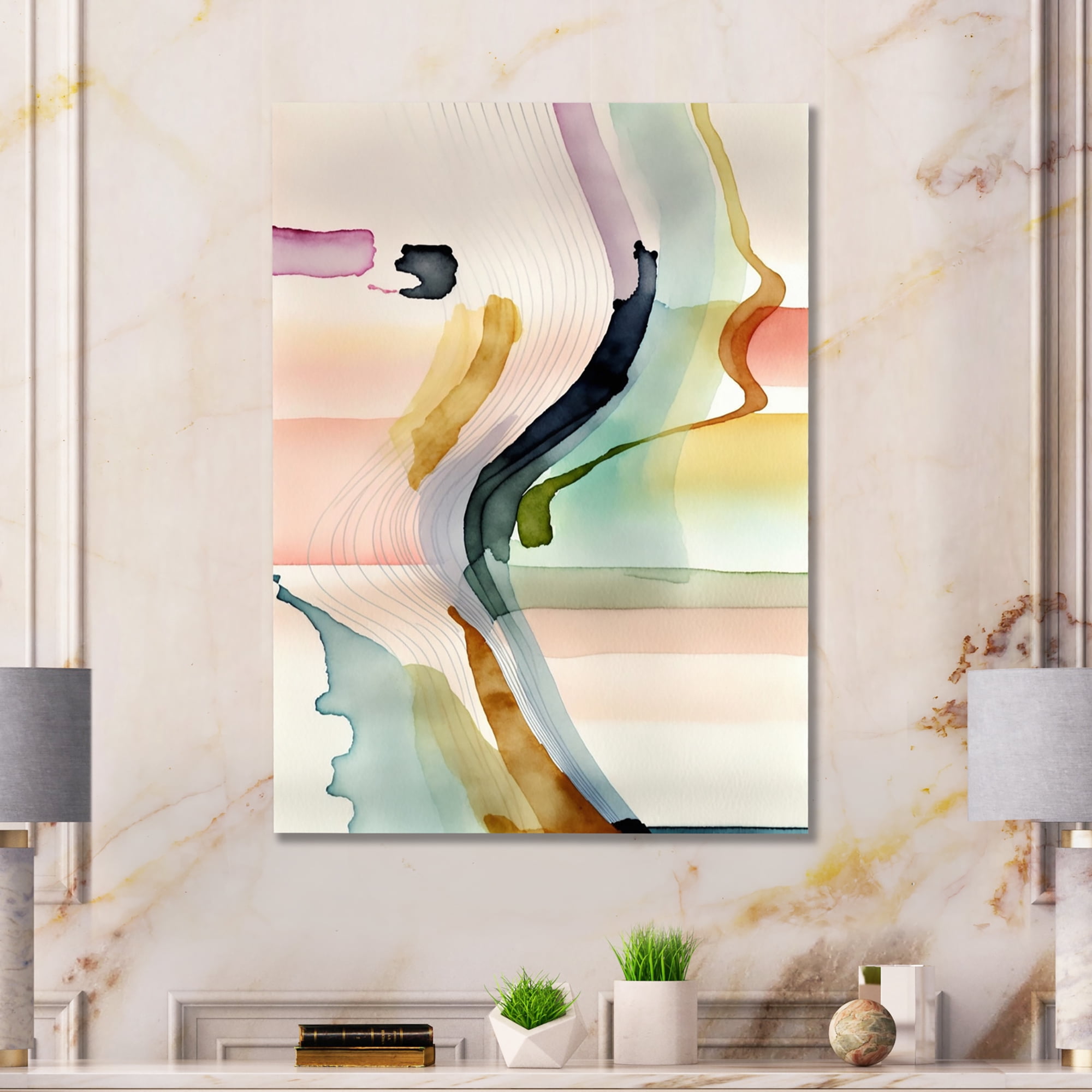 Designart Multi-Color Abstract Waves III Canvas Wall Art