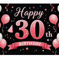 thumbnail image 4 of Black Background Happy 30th Birthday Banner with Pink White Balloons Party Decors for Photography Props Birthday Party Backdrop Supplies, 4 of 7