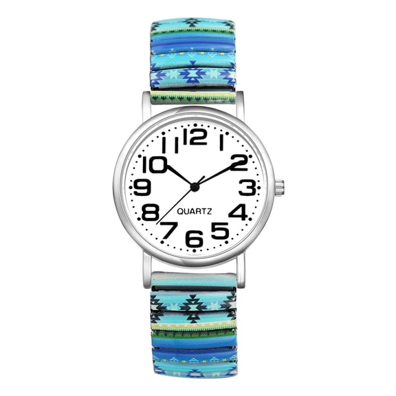 Avaner Stretch Band Watches for Women: Bohemia Flower Easy Reader Elastic Band Watch Large Face Big Number Analog Quartz Bracelet Watch Expansion Band Wristwatch - Casual Accessories