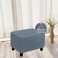 thumbnail image 6 of Rectangle Ottoman Cover, Velvet Ottoman Slipcovers Stretch Footstool Protector Covers Soft Storage Ottoman Slipcover with Elastic Bottom for Living Room -Peacock Blue-Large, 6 of 7