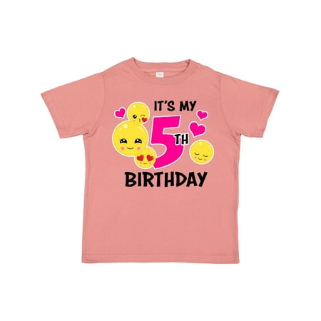 

Inktastic Its My 5th Birthday with Emojis Gift Toddler Toddler Girl T-Shirt