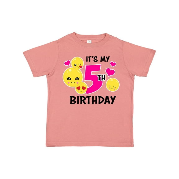 Inktastic Its My 5th Birthday with Smiling Emoticon Girls Toddler T-Shirt