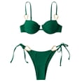 thumbnail image 4 of Daznico Women's Metal Ring Bikini Set, Underwire Push Up Top with Tie Side Bottoms,S, 4 of 4
