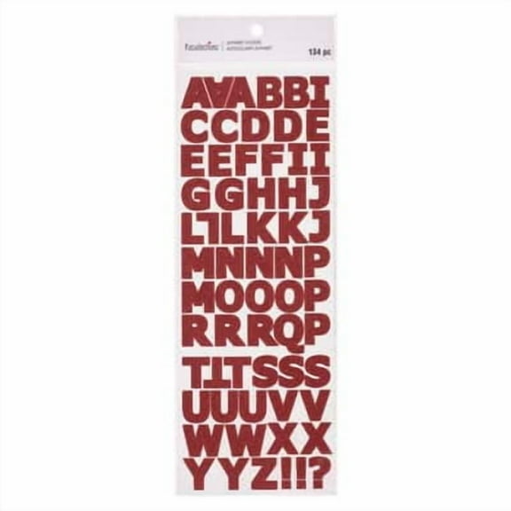 12 Packs: 2 ct. (24 total) Red Glitter Alphabet Stickers by Recollections