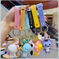 thumbnail image 4 of HSYHERE Men Women Boys Girls Silicone Cute PVC Cartoon Animal Keychain Creative New Year Gift Bags Doll Pendant Car Key Pendant Metal Key Ring-Rabbit, 4 of 4