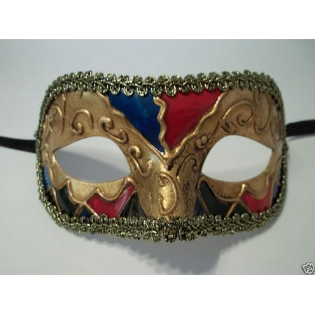 Titan Gold Red Blue Small Venetian Mardi Gras Masquerade Mask Prom Men Boy