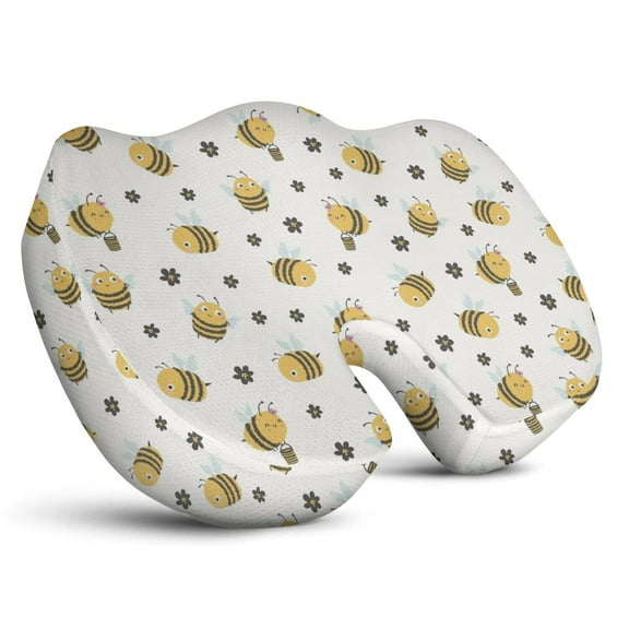 Premium Bee Pattern Memory Foam Seat Cushion Ergonomic Chair Pad for Office Chair, Car, Airplane & Bleachers Sciatica, Tailbone Hip & Back Pain Relief - Chair Cushion for Long Office Workers.
