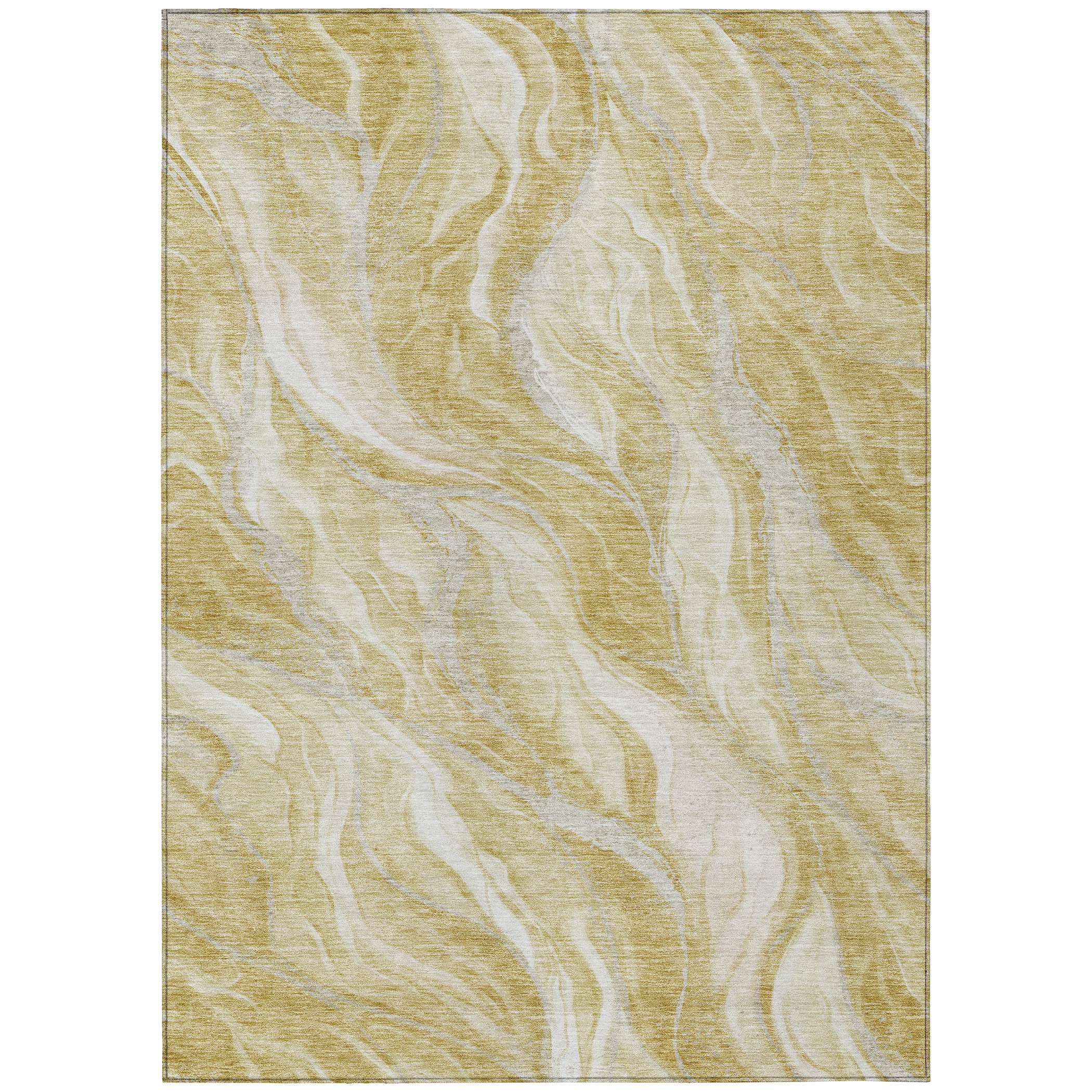 Addison Rugs Chantille Indoor/Outdoor Transitional Waves Gold Washable Rectangle Rug, 8' x 10'