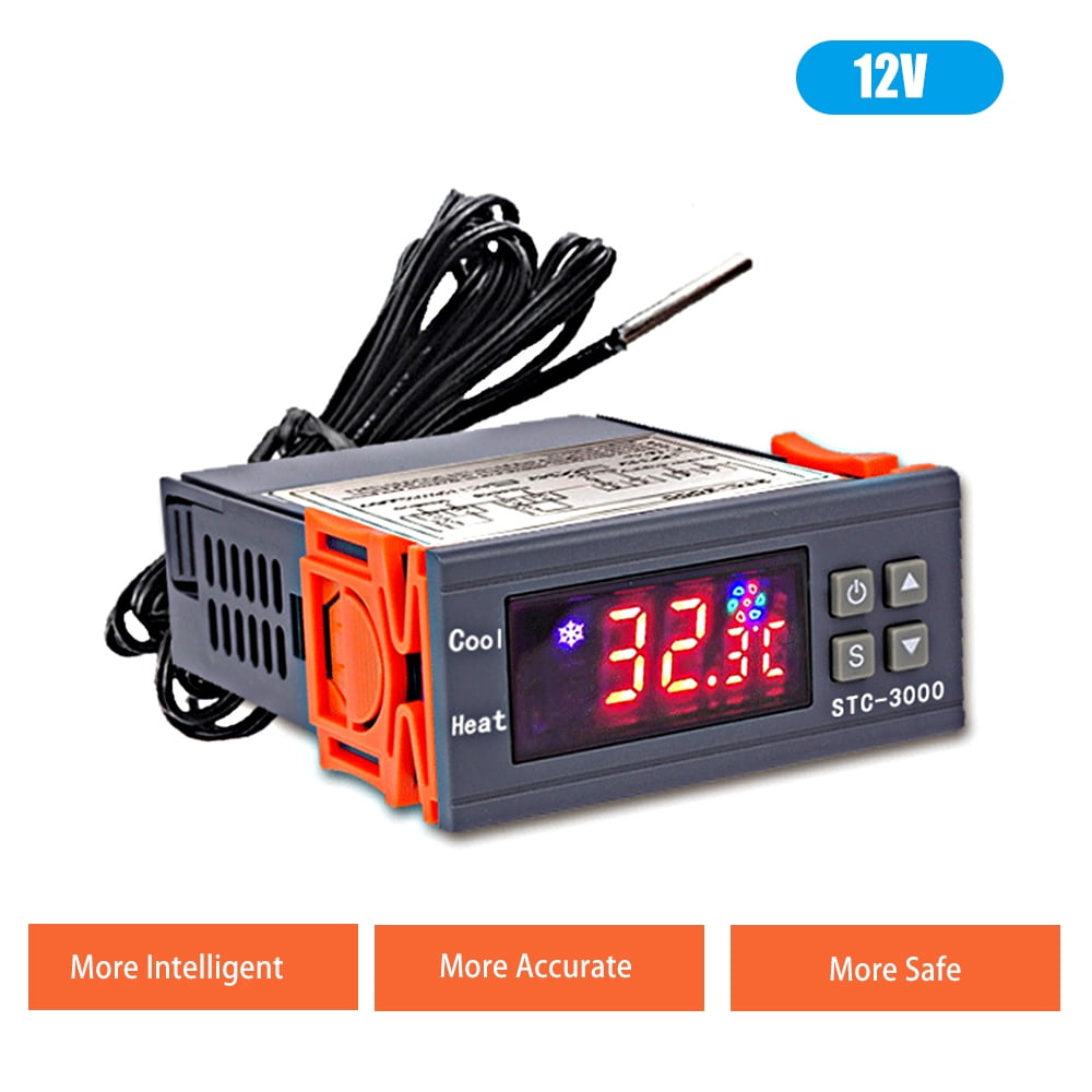 DC 12V ℃/℉ Digital LCD Thermostat Temperature Control Heat Cold Pet Dog Reptile 