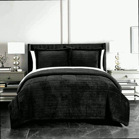 Black Diamond Plush Comforter Set