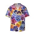 thumbnail image 5 of PAYOHTO Colorful Flowers Mens Hawaiian Casual Short-sleeved Shirt Tropical Summer Beach Button Down Shirts, 5 of 7