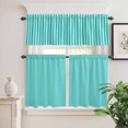 thumbnail image 2 of 3 Piece Kitchen Curtains and Valances Set Modern Striped Cafe Curtains 36 Inch Length Geometric Abstract Minimalist Valance & Tier Curtain for Living Room Bedroom Small Window 54"x18"+27"x36"*2, 2 of 6