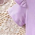 thumbnail image 4 of Rotm Toddler Baby Girl Smocked Outfit Ruffle Halter Shirt Flared Pants Set Toddler Bell Bottom Outfit Summer Clothes Purple,3-4 Years, 4 of 7