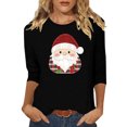 thumbnail image 2 of HOMBOM 3/4 Sleeve Tops for Women Graphic Casual Christmas Black Christmas Tree Crewneck Xmas Females Blouse, 2 of 4