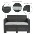 thumbnail image 3 of Flash Furniture Seneca Dark Gray Faux Rattan Loveseat with All-Weather Seneca Light Gray Cushions, 3 of 11