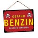 thumbnail image 1 of (Tamaño: 8 x 12 pulgadas) Letrero de pared de aluminio y metal con texto en inglés "German Danger Gasoline WW2 Worn Look" (Aspecto desgastado) Advertencia de Alemania, 1 of 5