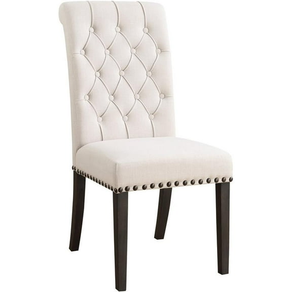 Bowery Hill Upholstered Side Chair in Beige and Smokey Black (Set of 2)
