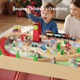 thumbnail image 2 of Table de Train – Ensemble et Table de Train en Bois de 92 Pcs – 3 Bacs de Rangement – Rails, Chemin de Fer et Ville – Cadeau pour Tout-Petits Garçons et Filles de 3 Ans et Plus, 2 of 8