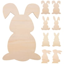 ITSELFER 8pcs Easter Blank Bunny Wooden Chips Easter Bunny Wood Cutouts Wooden Slices