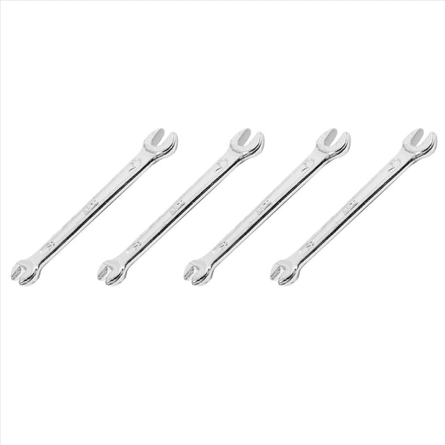 4X Tono de Plata 5.5mm X 7mm Herramienta Llave de Boca Abierta Dble de Forma U
