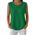 thumbnail image 3 of VBVC Women's Waffle Crew Neck Tank Top , Ladies' Soft Stretchy Loose Casual Camisole , Summer Sleeveless Breathable Tops For Women,Green,S-2XL, 3 of 8