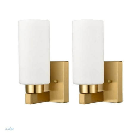 

Teramo Bathroom Modern Wall Light Milky White Cylinder Glass Shade - Set of 2