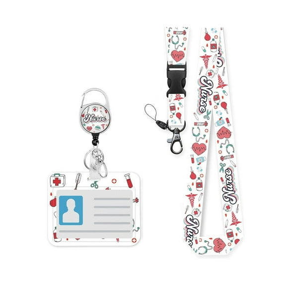 YongCo Lanyard with Identity Card Holder Nurse Badge Holder Retractable Keychain Lanyard Card Case with Retractable Badge Reel