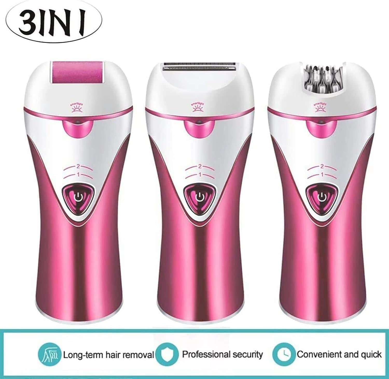 Women's Epilator Hair Removal System - 4-in-1 Epilator, Trimmer, Shaver, Wet Dry Electric Razor for Legs, Face, Body