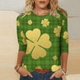 thumbnail image 2 of VALMASS 3/4 Sleeve St Patrick's Day Shirts Women Plus Size Crew Neck Graphic Tops Casual Loose T-Shirts (2XL, Green-B), 2 of 5
