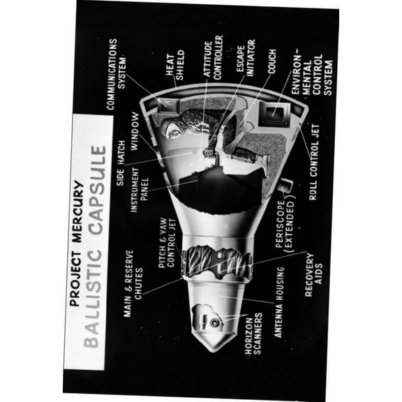 Project Mercury Cutaway Art Poster 27inx40in for any room 27x40 Square Adults Best Posters