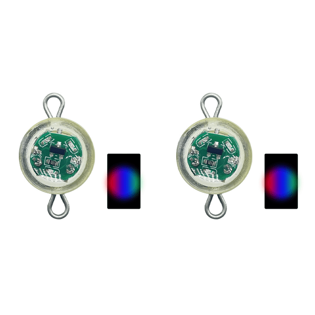 Lámpara LED para Atraer Peces Minilámpara Duradera Aparejos Pesca (flash Circular Tricolor) 2 Uds.
