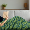 thumbnail image 3 of Leaves Soft Flannel Fleece Throw Blanket, Tribal Aztec Backdrop with Sketched Spiky Palm Tree Leaves, Cozy Plush for Indoor and Outdoor Use, 60" x 80", Yellow Green Jade Green, by Ambesonne, 3 of 5