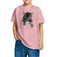 thumbnail image 5 of Riecok Summer Shirts for Girls Boy Crewneck Short Sleeve Comfortable Shirt Kids Clothes Toddler Kids Girls Casual Loose Shirts Pink 7 T, 5 of 5