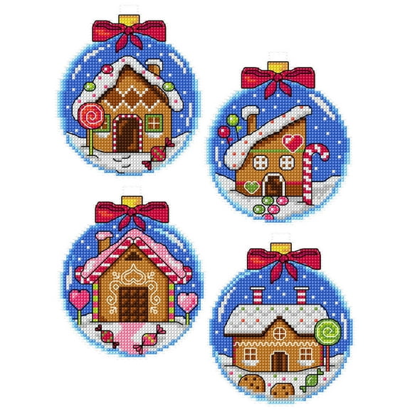 "Gingerbread Houses Baubles dark blue" 169CS Counted Cross-Stitch Kit