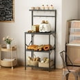 thumbnail image 4 of Kitchen Bakers Rack with Storage Shelves, Small Coffee Bar Cart with 8 Hooks, 4 Tiers Microwave Stand Station with Adjustable Shelves, Freestanding Kitchen Appliance Organizer, 4 of 9