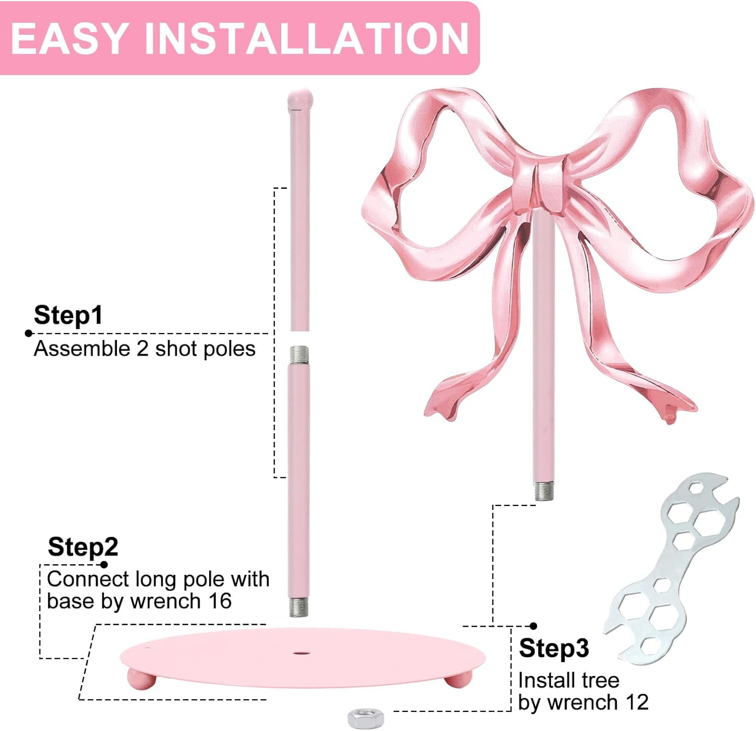 BAN Trendy Bow Paper Towel Holder Cute Pink Bow Knot Kitchen Decor Accessories Large Metal Towel Holder Stand for Coquette Home Party Bathroom Countertop
