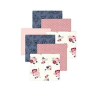 Little Treasure Hudson Baby Girls Cotton Poly Flannel Receiving Blankets 7-Pack, Pink Dusty Rose Floral, 30x30 inches