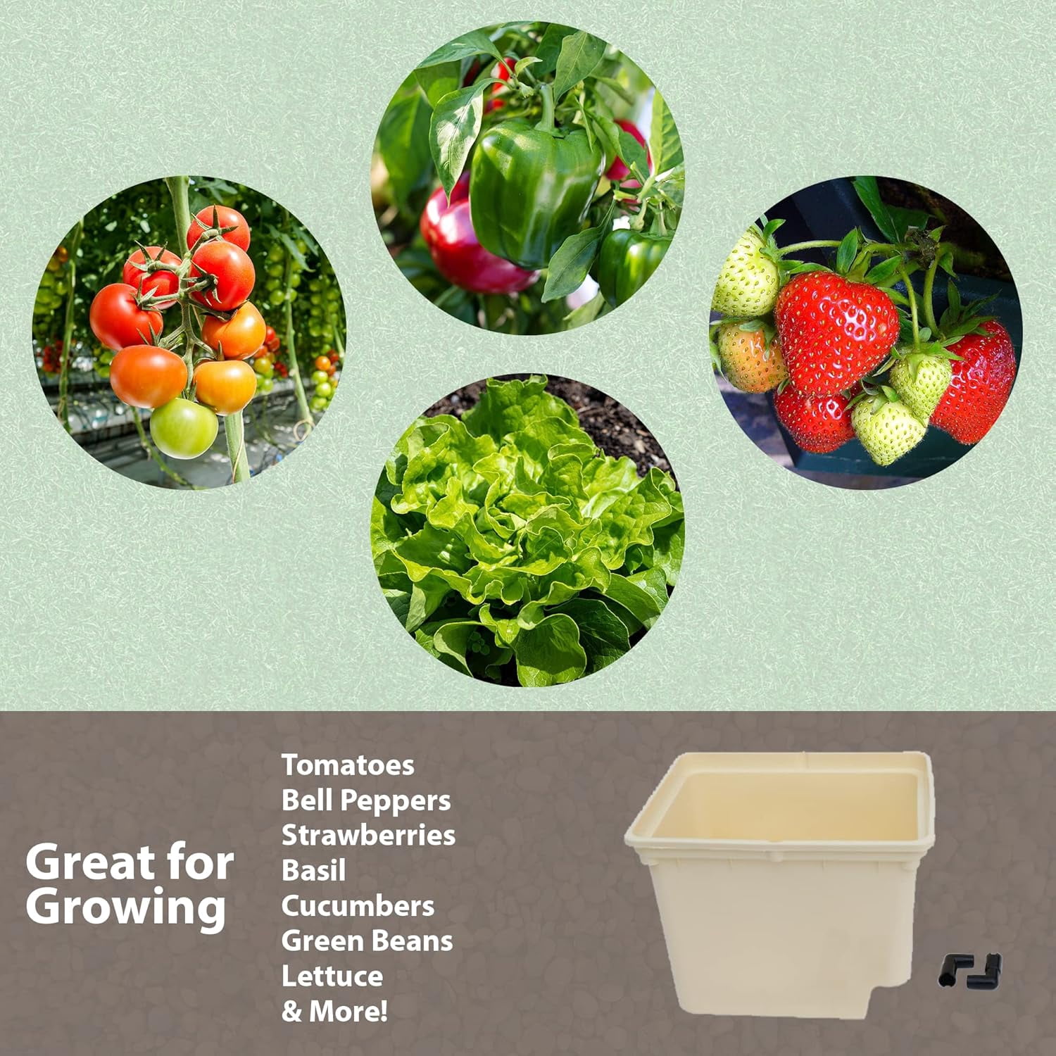 10 Pack Tan Dutch Bucket Hydroponic System – 11 Liter (12" x 10" x 9") Bato Buckets with Siphon Elbows – Indoor & Outdoor Hydroponic Growing Planters