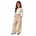 thumbnail image 6 of Kids Wide Leg Sweatpants Soft Fall Lounge Bottoms Drawstring Waist Side Pockets Adjustable Hem Casual Athletic Pants, 130, 6 of 6