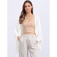 thumbnail image 3 of DARING DIVA Women's Linen Cardigan 3/4 Sleeve Open Front Lightweight Shrug XL White, 3 of 8