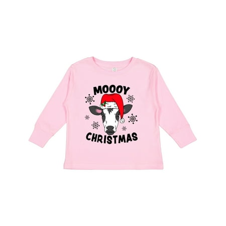 

Inktastic Moooy Christmas with Cute Holstein Cow and Snowflakes Gift Toddler Boy or Toddler Girl Long Sleeve T-Shirt